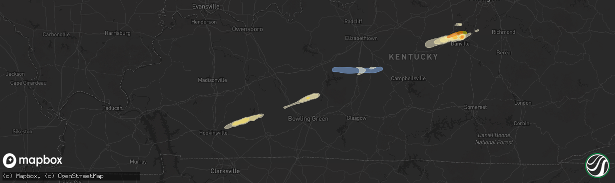 Hail map in Roundhill, KY on February 5, 2025