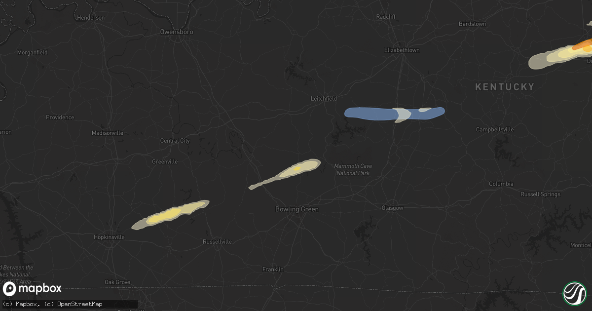 Hail map in Roundhill, KY on February 5, 2025