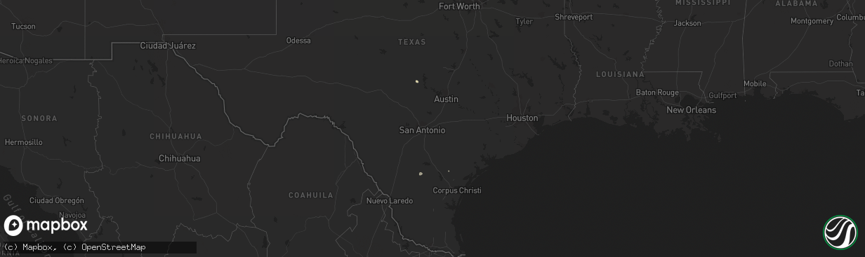 Hail map in Texas on February 6, 2013