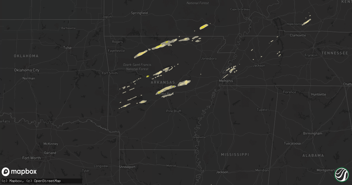 Hail map in Arkansas on February 6, 2017