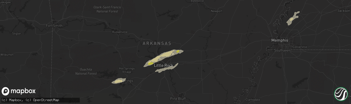 Hail map in Cabot, AR on February 6, 2017