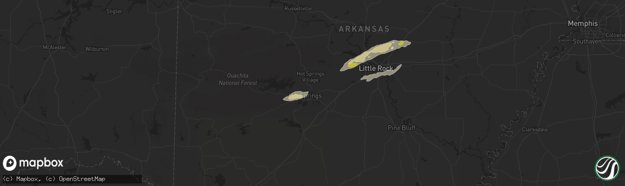 Hail map in Hot Springs National Park, AR on February 6, 2017