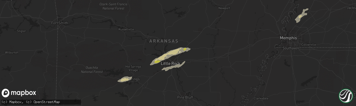 Hail map in Jacksonville, AR on February 6, 2017