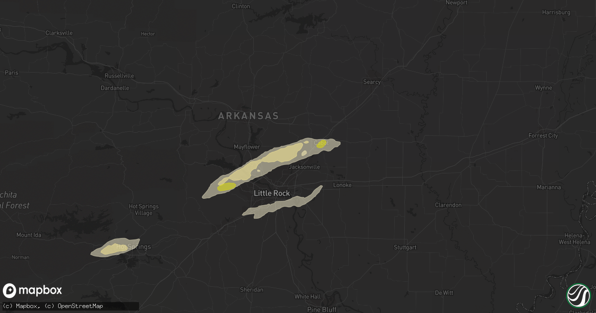 Hail map in Jacksonville, AR on February 6, 2017