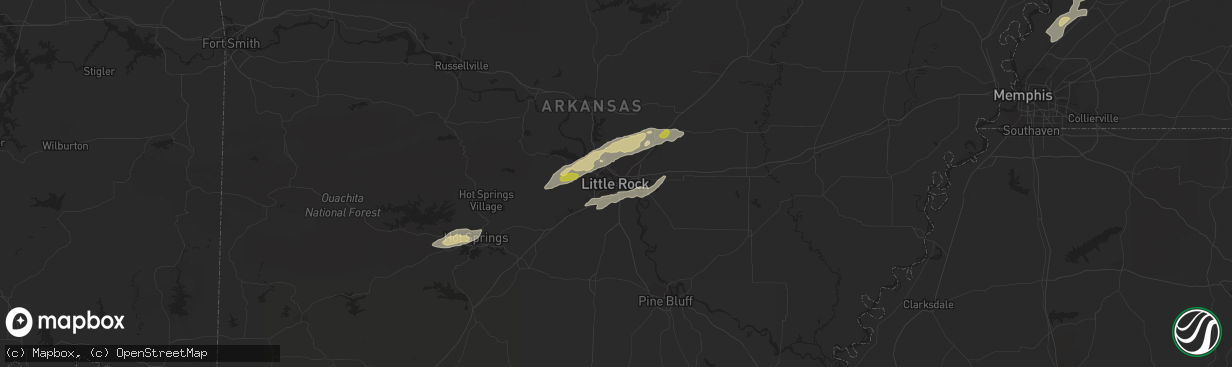 Hail map in Little Rock, AR on February 6, 2017