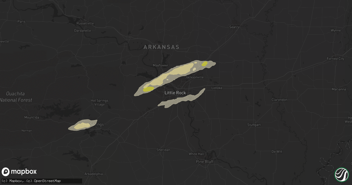 Hail map in Little Rock, AR on February 6, 2017