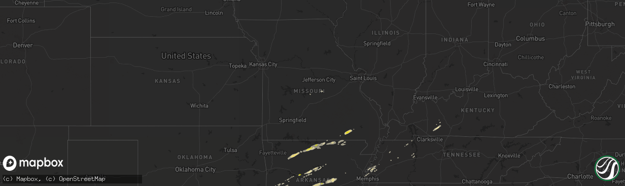 Hail map in Missouri on February 6, 2017