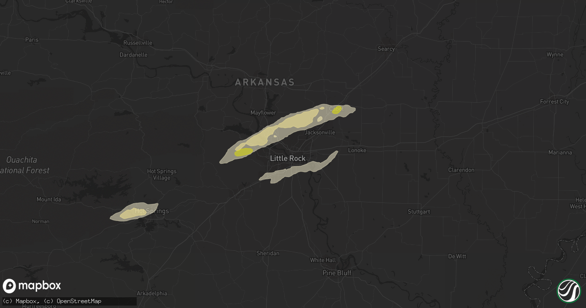 Hail map in North Little Rock, AR on February 6, 2017