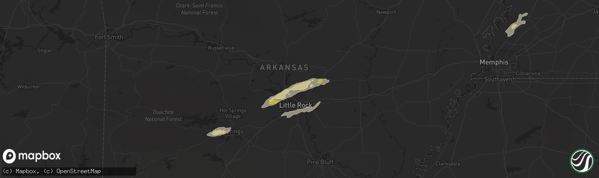 Hail map in Sherwood, AR on February 6, 2017