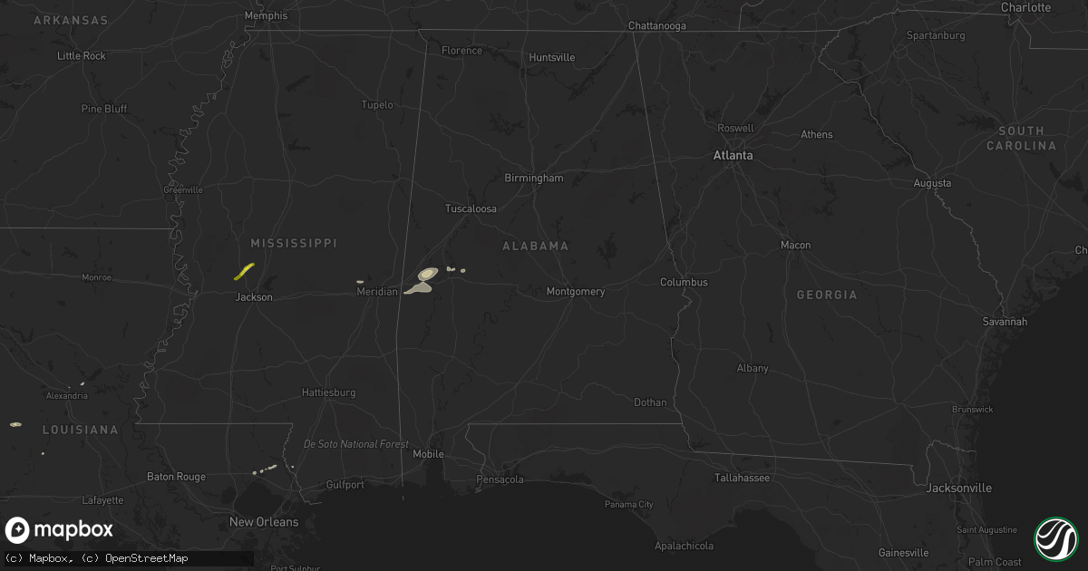 Hail map in Alabama on February 6, 2018