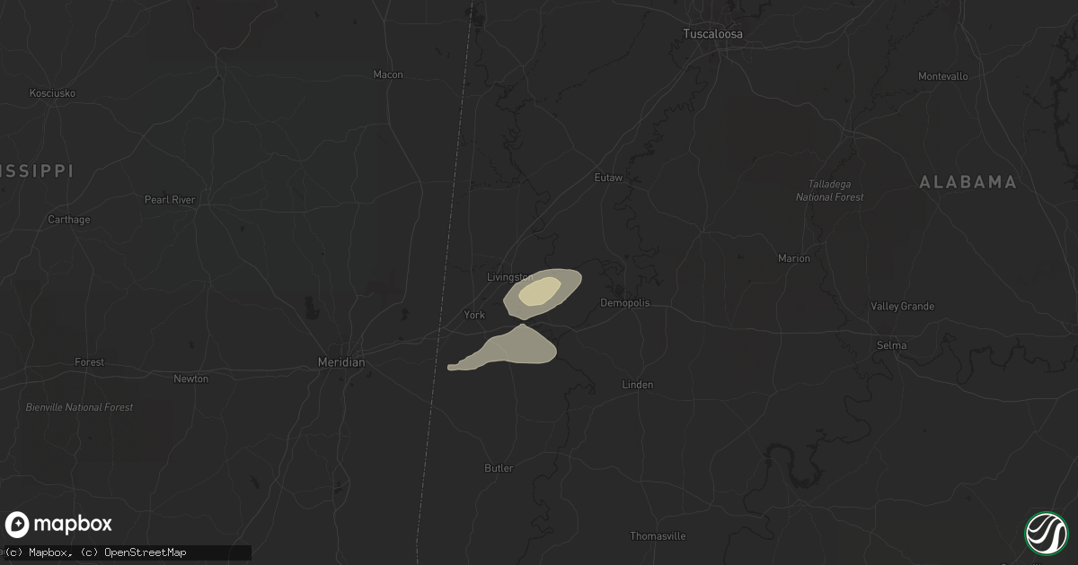 Hail map in Livingston, AL on February 6, 2018