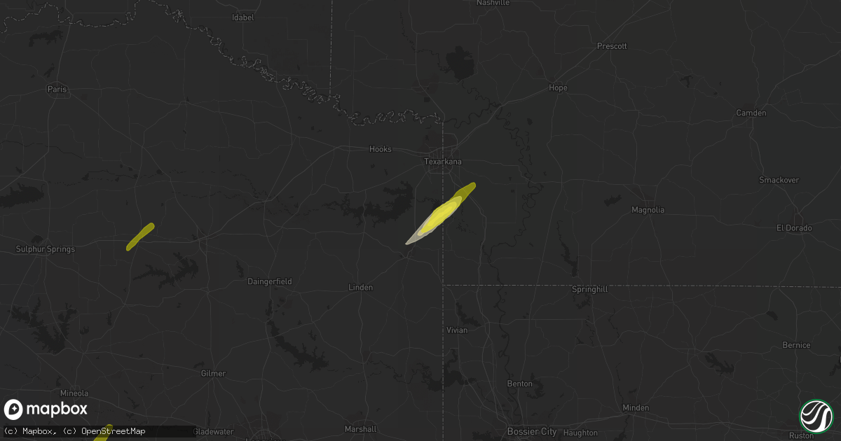 Hail map in Queen City, TX on February 6, 2018