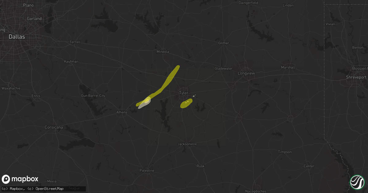 Hail map in Tyler, TX on February 6, 2018