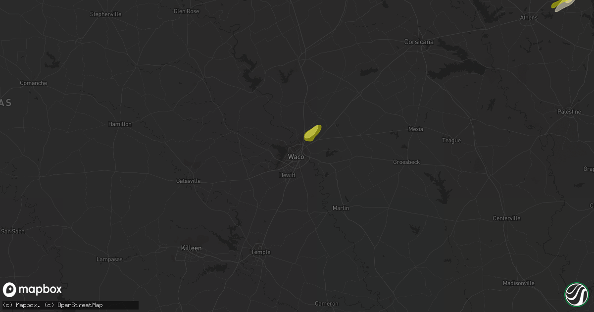 Hail map in Waco, TX on February 6, 2018
