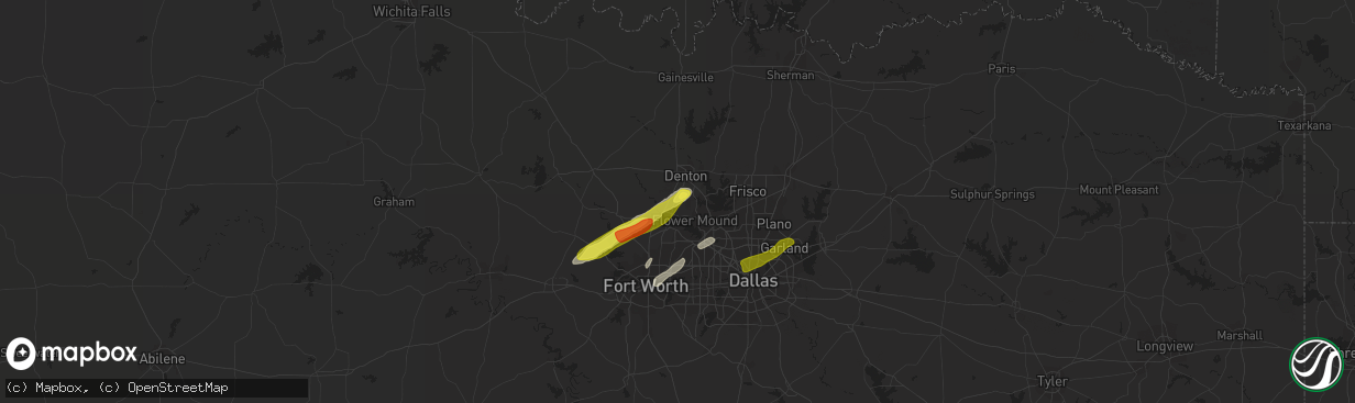 Hail map in Argyle, TX on February 6, 2019