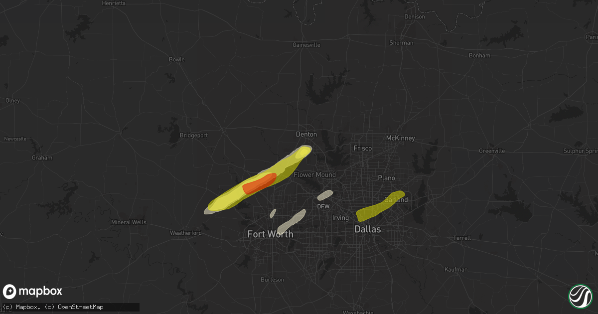 Hail map in Argyle, TX on February 6, 2019