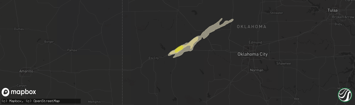 Hail map in Clinton, OK on February 6, 2019