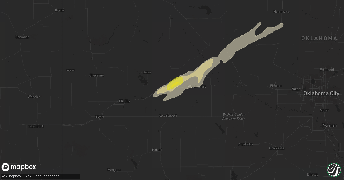 Hail map in Clinton, OK on February 6, 2019