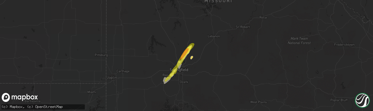 Hail map in Fair Grove, MO on February 6, 2019