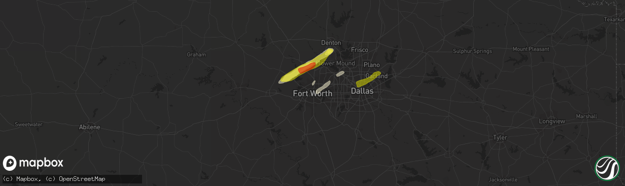 Hail map in Fort Worth, TX on February 6, 2019