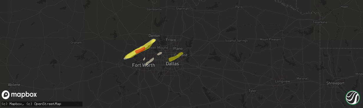 Hail map in Garland, TX on February 6, 2019