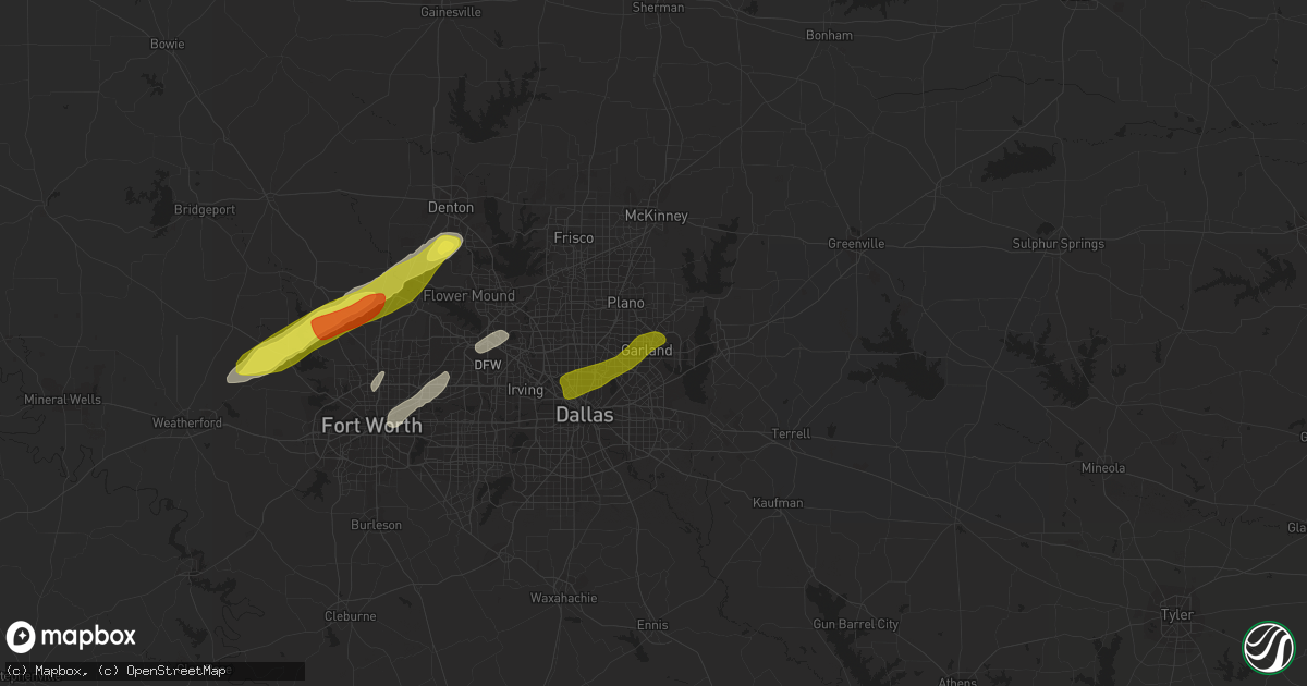 Hail map in Garland, TX on February 6, 2019