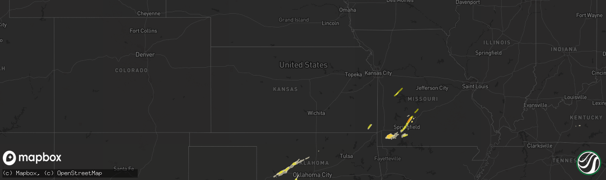 Hail map in Kansas on February 6, 2019