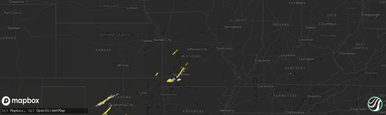 Hail map in Missouri on February 6, 2019