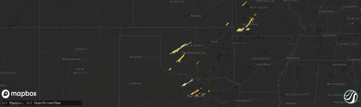 Hail map in Oklahoma on February 6, 2019