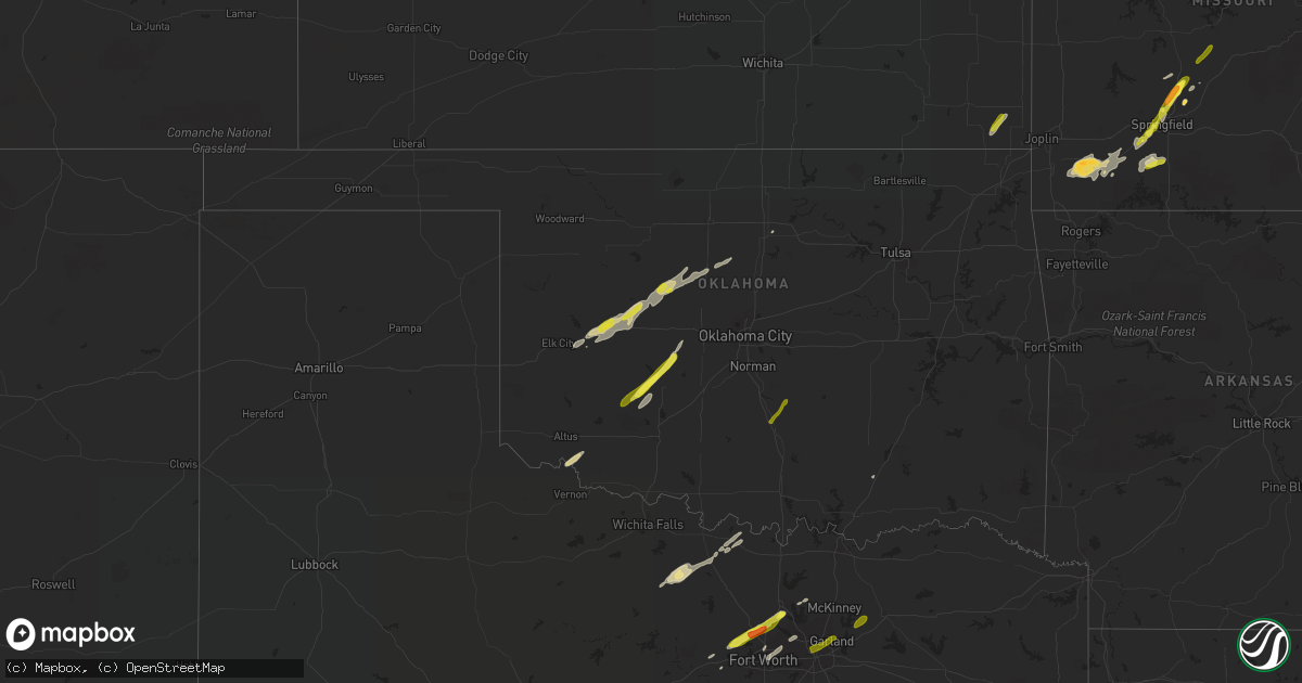 Hail map in Oklahoma on February 6, 2019
