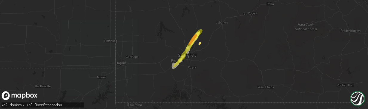 Hail map in Springfield, MO on February 6, 2019