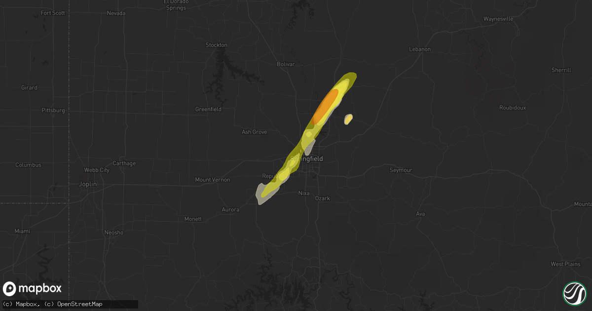 Hail map in Springfield, MO on February 6, 2019