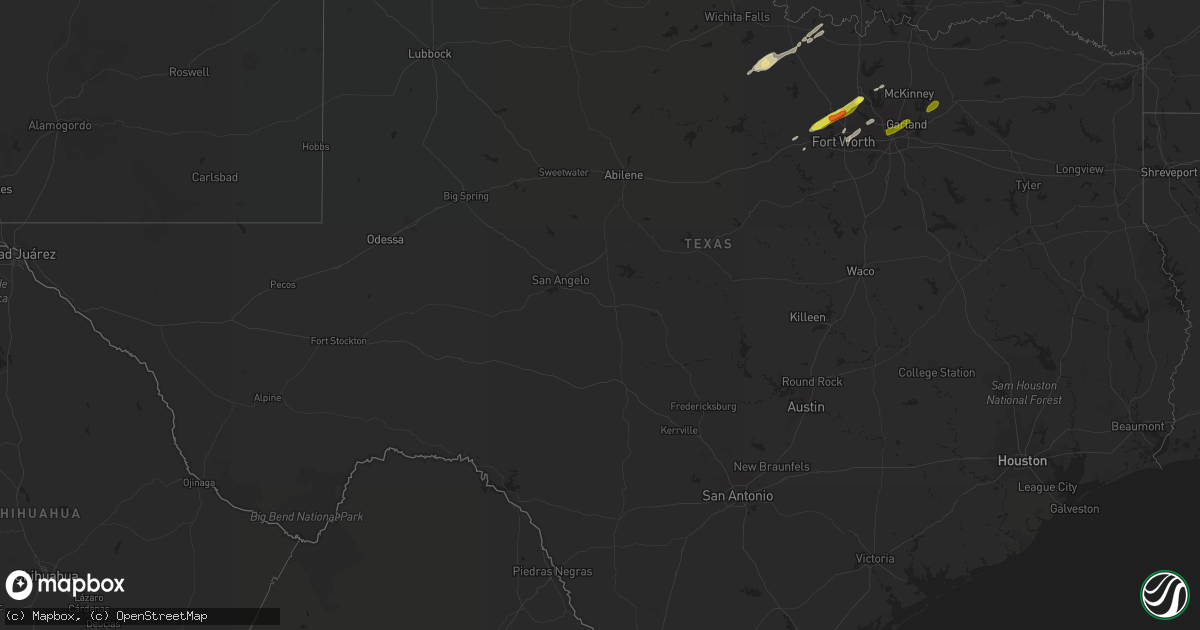 Hail map in Texas on February 6, 2019
