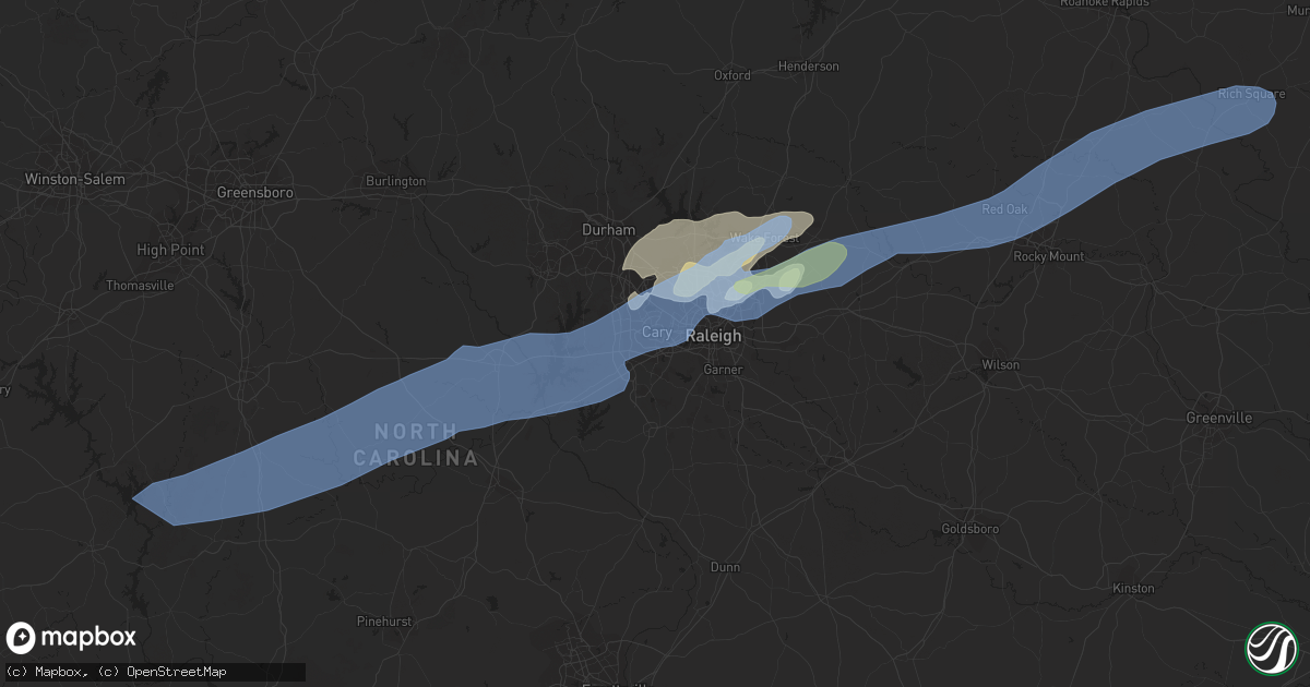 Hail map in Cary, NC on February 6, 2020