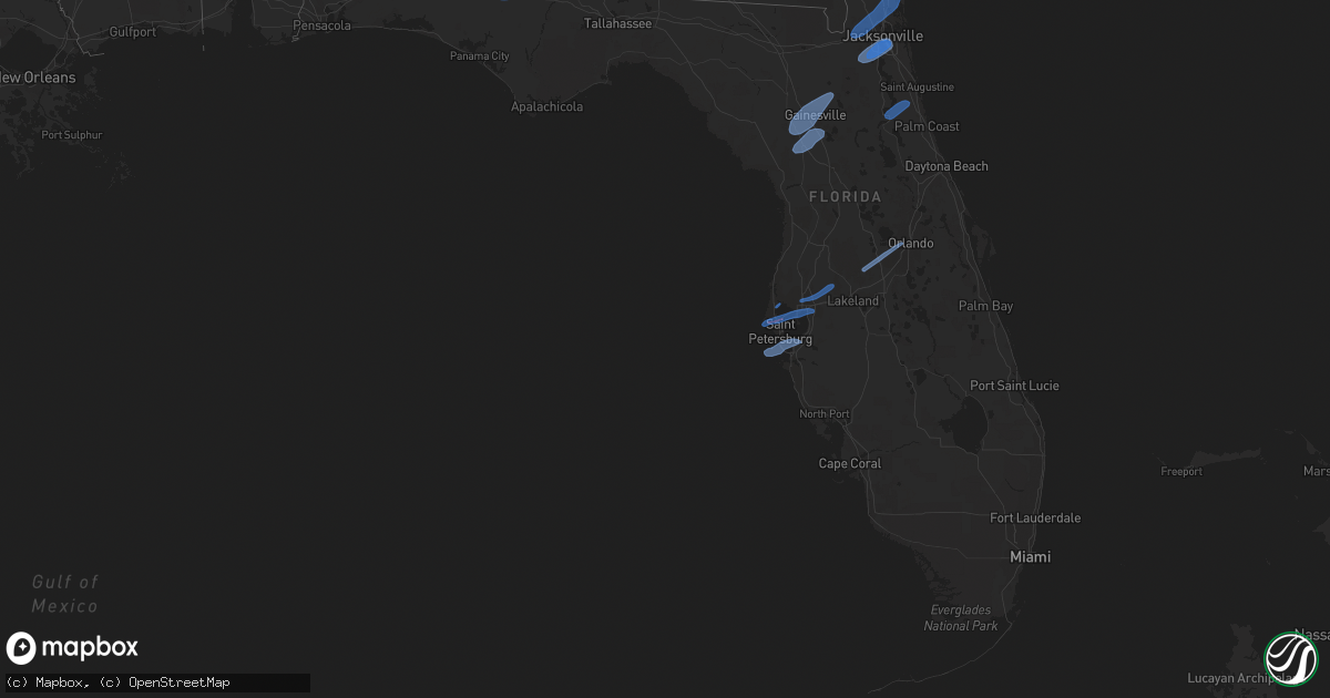 Hail map in Florida on February 6, 2020