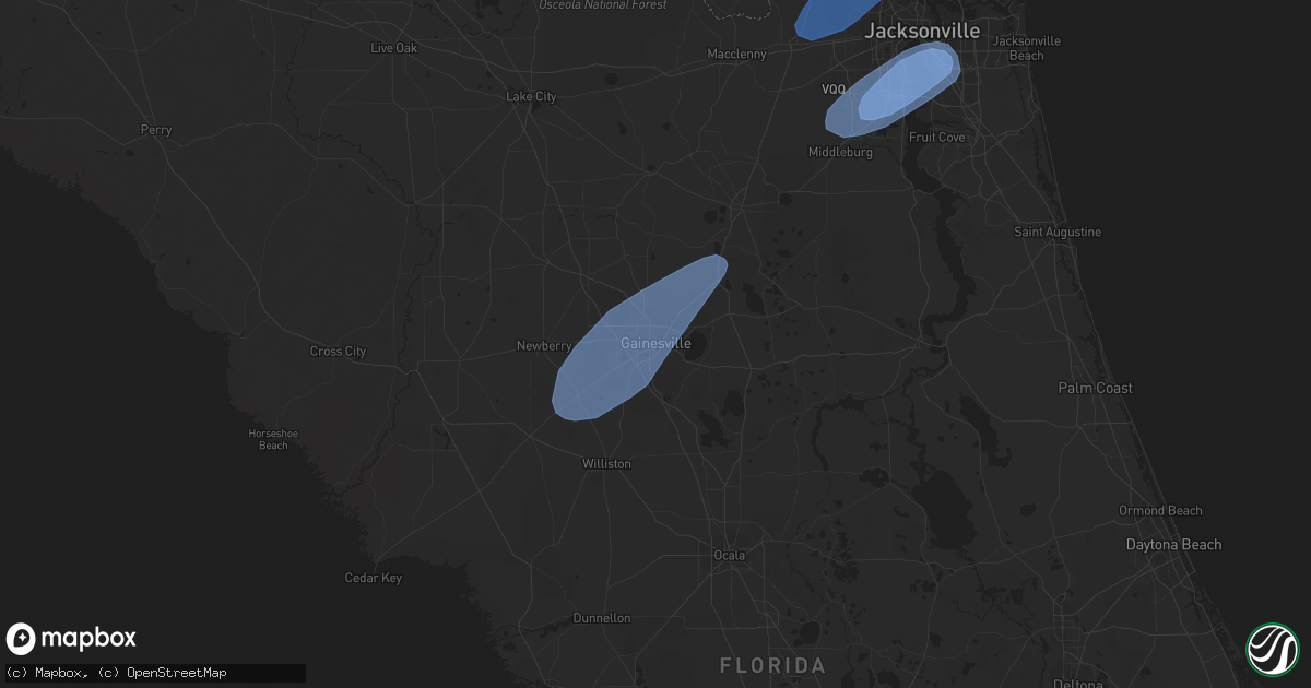 Hail map in Gainesville, FL on February 6, 2020