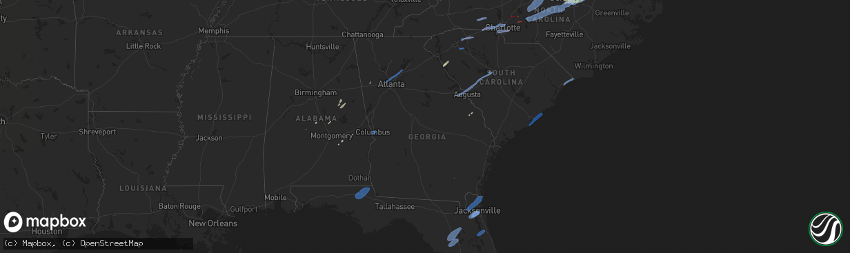 Hail map in Georgia on February 6, 2020