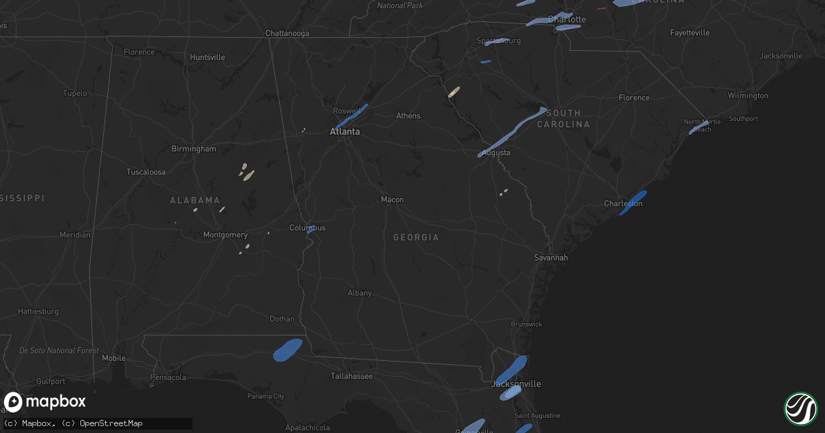 Hail map in Georgia on February 6, 2020
