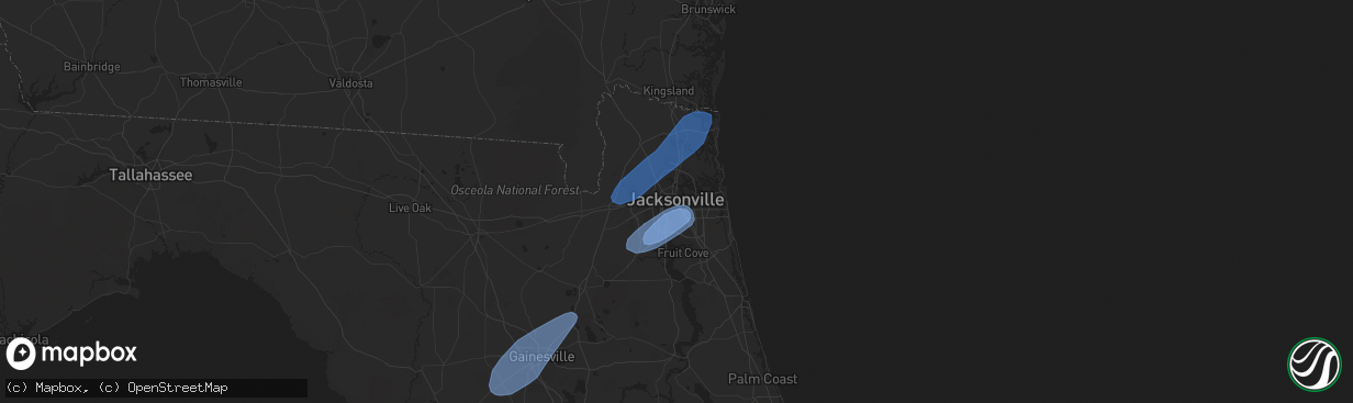 Hail map in Jacksonville, FL on February 6, 2020