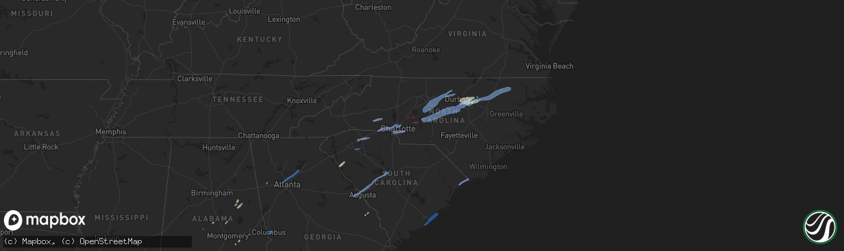 Hail map in North Carolina on February 6, 2020