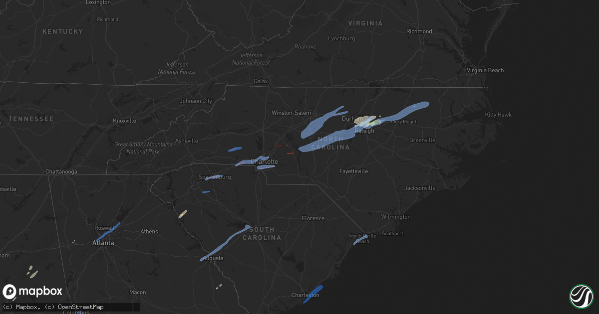 Hail map in North Carolina on February 6, 2020