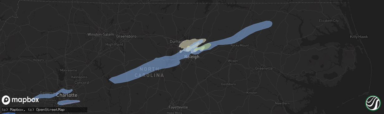 Hail map in Raleigh, NC on February 6, 2020