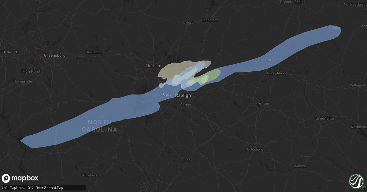 Hail map in Raleigh, NC on February 6, 2020