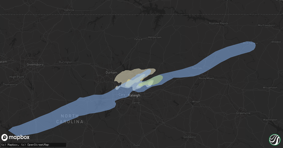 Hail map in Wake Forest, NC on February 6, 2020