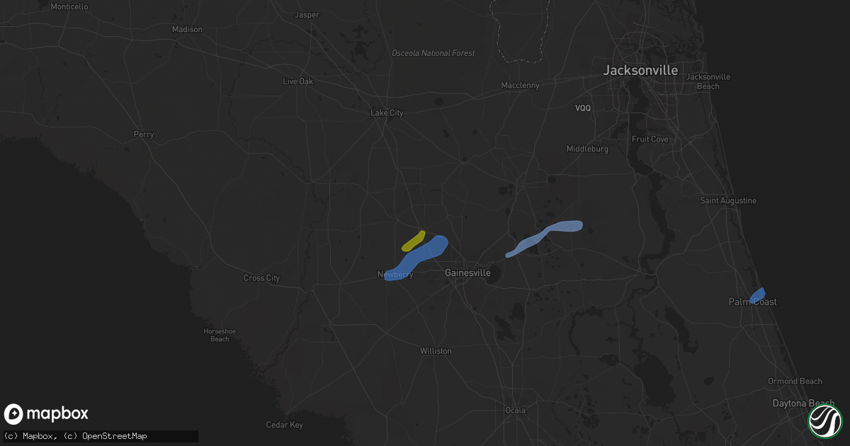 Hail map in Alachua, FL on February 6, 2021