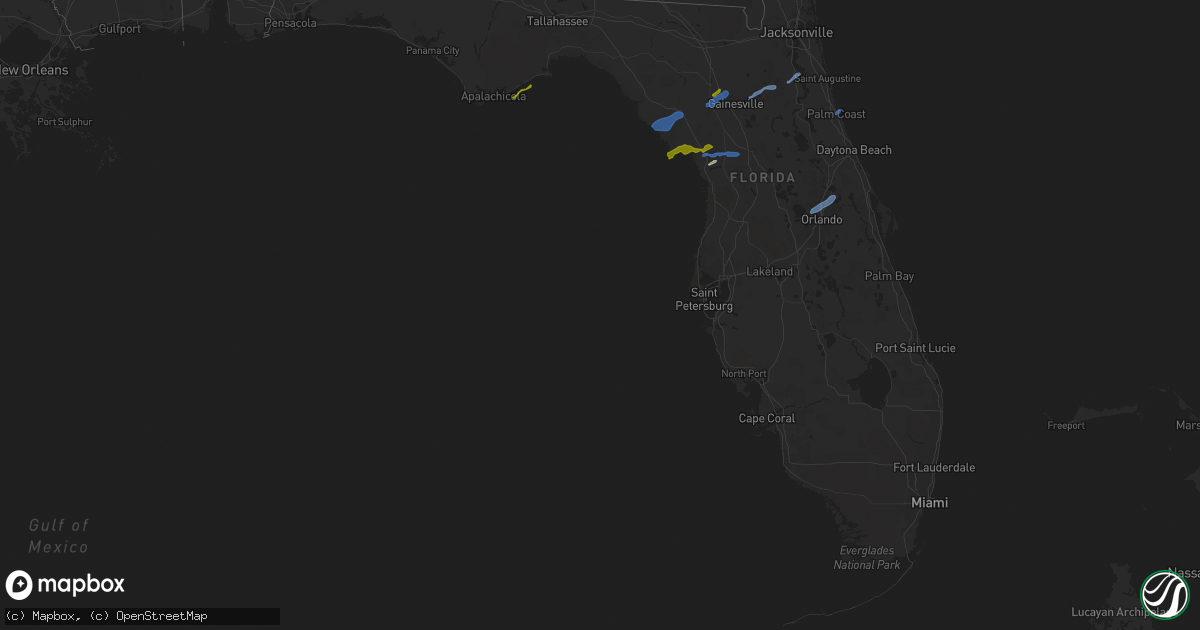 Hail map in Florida on February 6, 2021