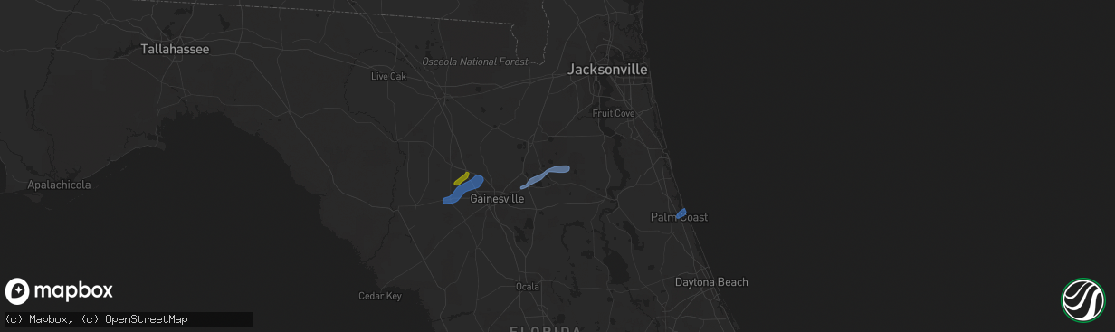 Hail map in Keystone Heights, FL on February 6, 2021