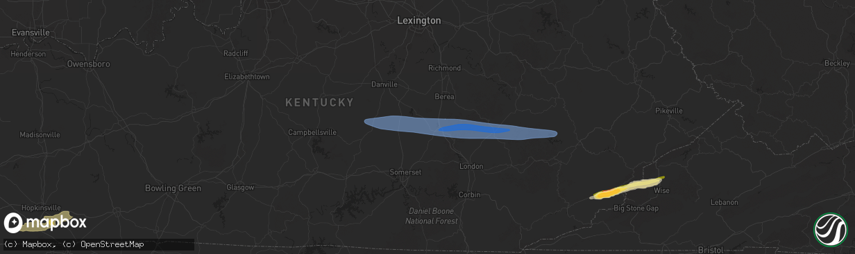 Hail map in Brodhead, KY on February 6, 2025