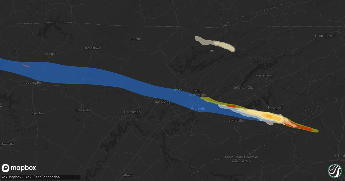 Hail map in Clinton, TN on February 6, 2025
