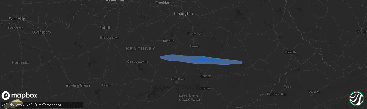 Hail map in Crab Orchard, KY on February 6, 2025